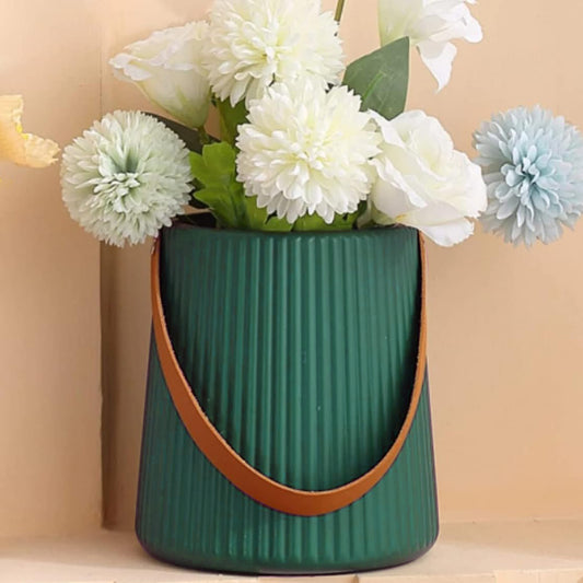 Plastic Flower Vases for Home Decor, Bedroom, Centrepiece Living Room, Office Decoration (Green)