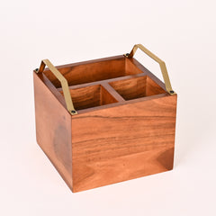 Square Wooden Caddy for Dine Ware | Kitchen Ware | DecorTwist