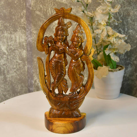 Wooden Radhe Krishna Artisan Tabletop Decor