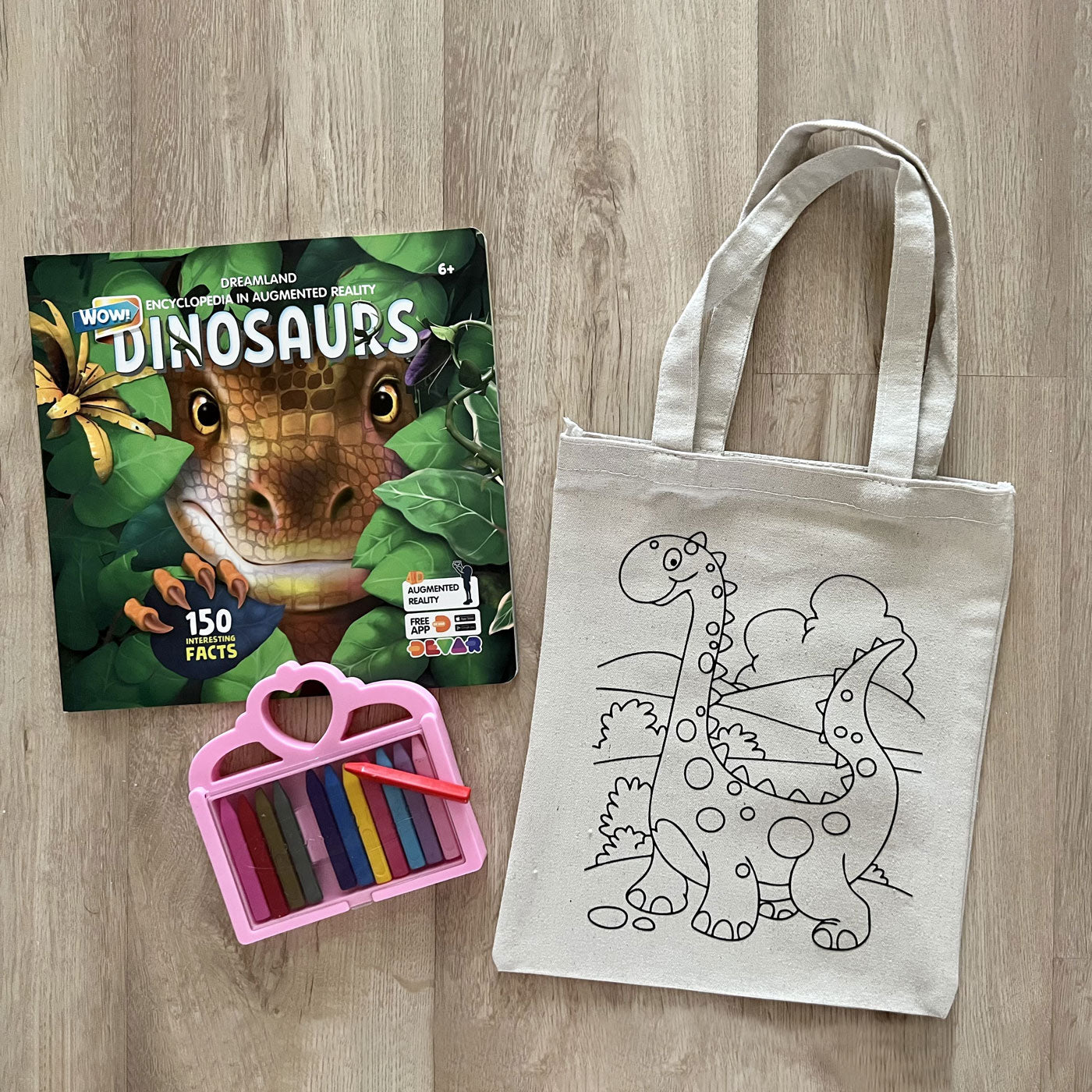DIY Colouring Little Dinosaur Tote Bag