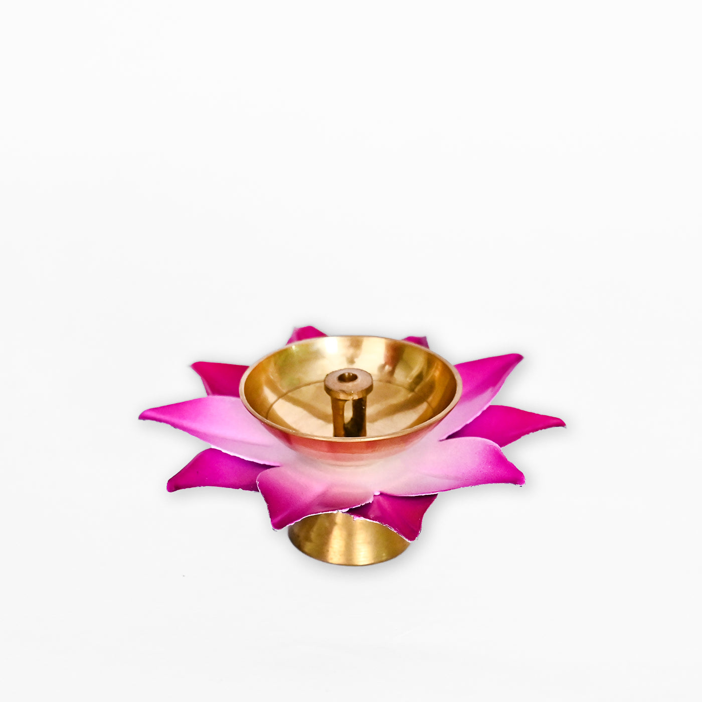 Lotus Shaped Brass Pink Diya For Home Décoration / Office Décoration (Set of 2)