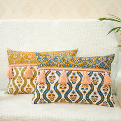 Large Printed Cotton Lumbar Cushion Cover for Living Room, Bedroom, Sofa Decoration