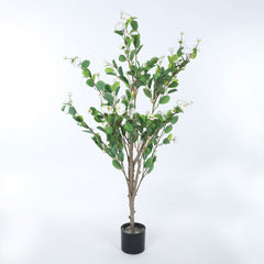 Artificial Camelia Rose Flowers Plant for Home Decor/Office Decor/Gifting | Natural Looking Indoor Plant (With Pot, 120 cm, White)