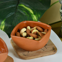 Terracotta Square Serving Bowl Artistic Kitchen Elegance