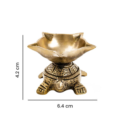 Vastu Decor -Brass Tortoise Panchmukhi Diya Set of 2 With Gift Box