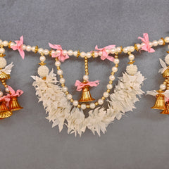 Decorative Hand-Woven Flower Toran with Bell