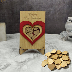 Wooden Heart Drop Box Showpiece