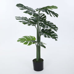 Beautiful Artificial PVC Silk Monstera Plant with Big Leaves and for Home and Office Décor (With Pot, 180 cm Tall)