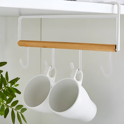 Door Hook Organiser | Multifunctional Metal Wall Hook Hanger Suitable for Room, Kitchen, Bathroom Wall Hanger, 6 Hooks for Hanging Cooking Utensils (White 6 Hooks)