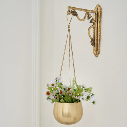 Metal Hanging Planter Pot With Artificial Flowers for Home Decor