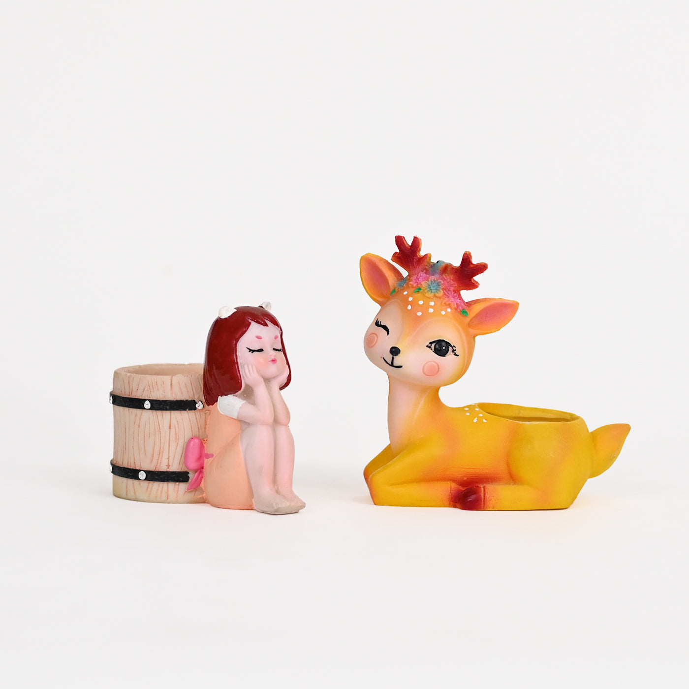 Deer and Cute Girl Succulent Planter For Home Garden Office Desktop