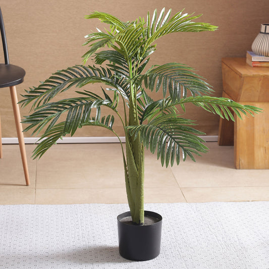 Artificial Areca Palm Plant for Home Decor/Office Decor/Gifting | Natural Looking Indoor Plant (With Pot, 90 cm)