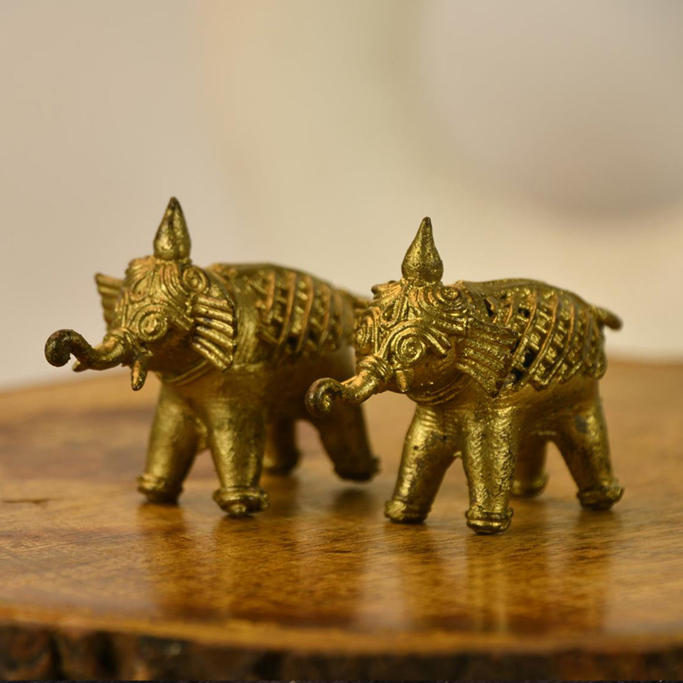 Handcrafted Brass Dhokra Elephant Tabletop Decor Artisan Elegance for Home.