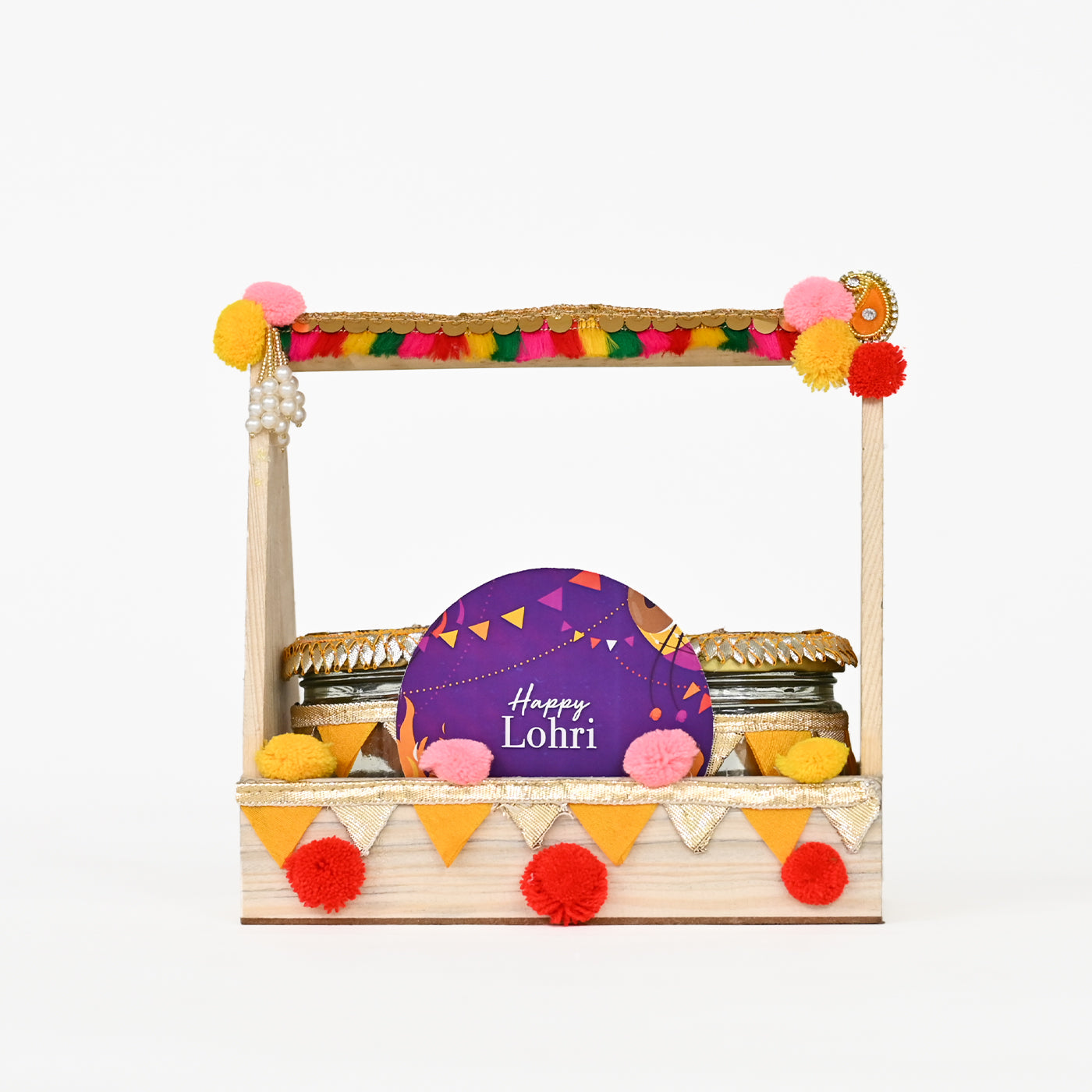 Happy Lohri Wooden Basket Gift Hamper