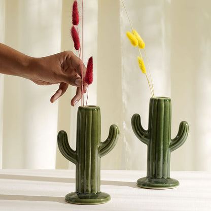 Cactus Vase Green Set of 2