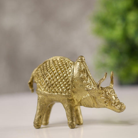 Dokra Ox Brass Tabletop Masterpiece for Unique Home Decor