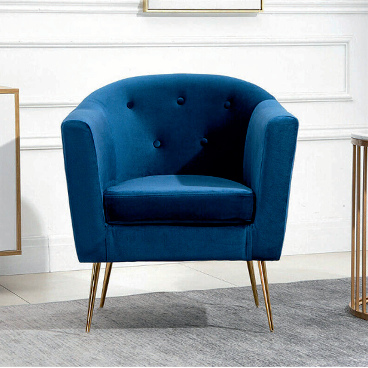 BLUE ELEGANCE VELVET UPHOLSTERED CHAIR