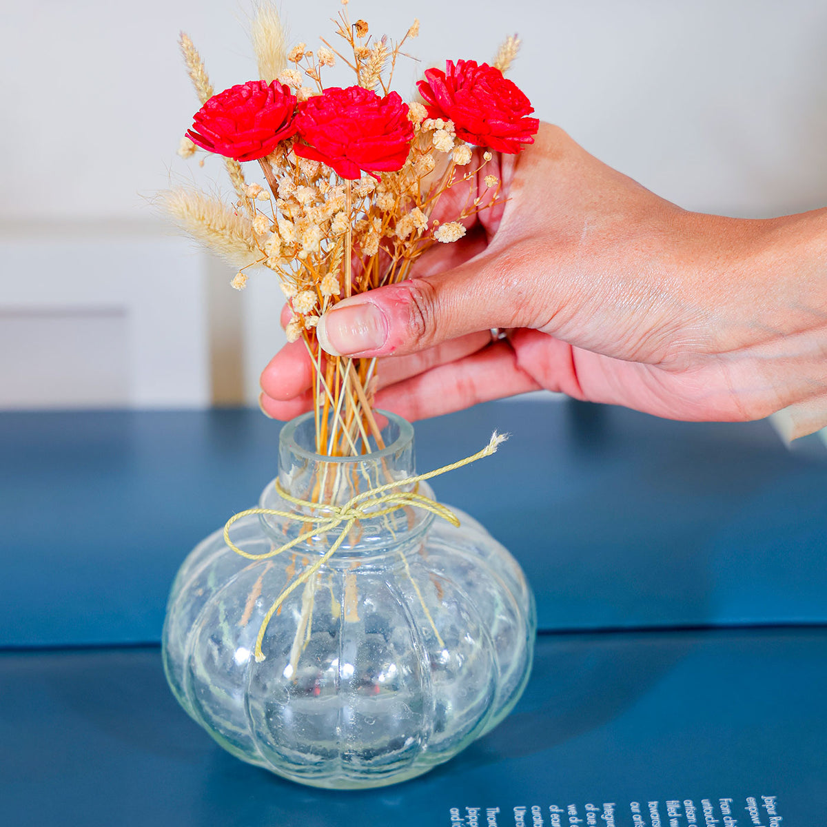Red Radiance Velvet Bunch with Mini Vase