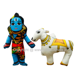 Lord Shiva and Nandi Bull Plush Dolls