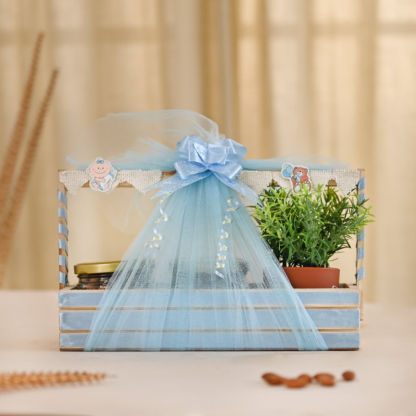 Wooden Basket for Gift Hamper Fancy Handmade Basket ideal for Wedding Gifting, Birthday Gift Thanks