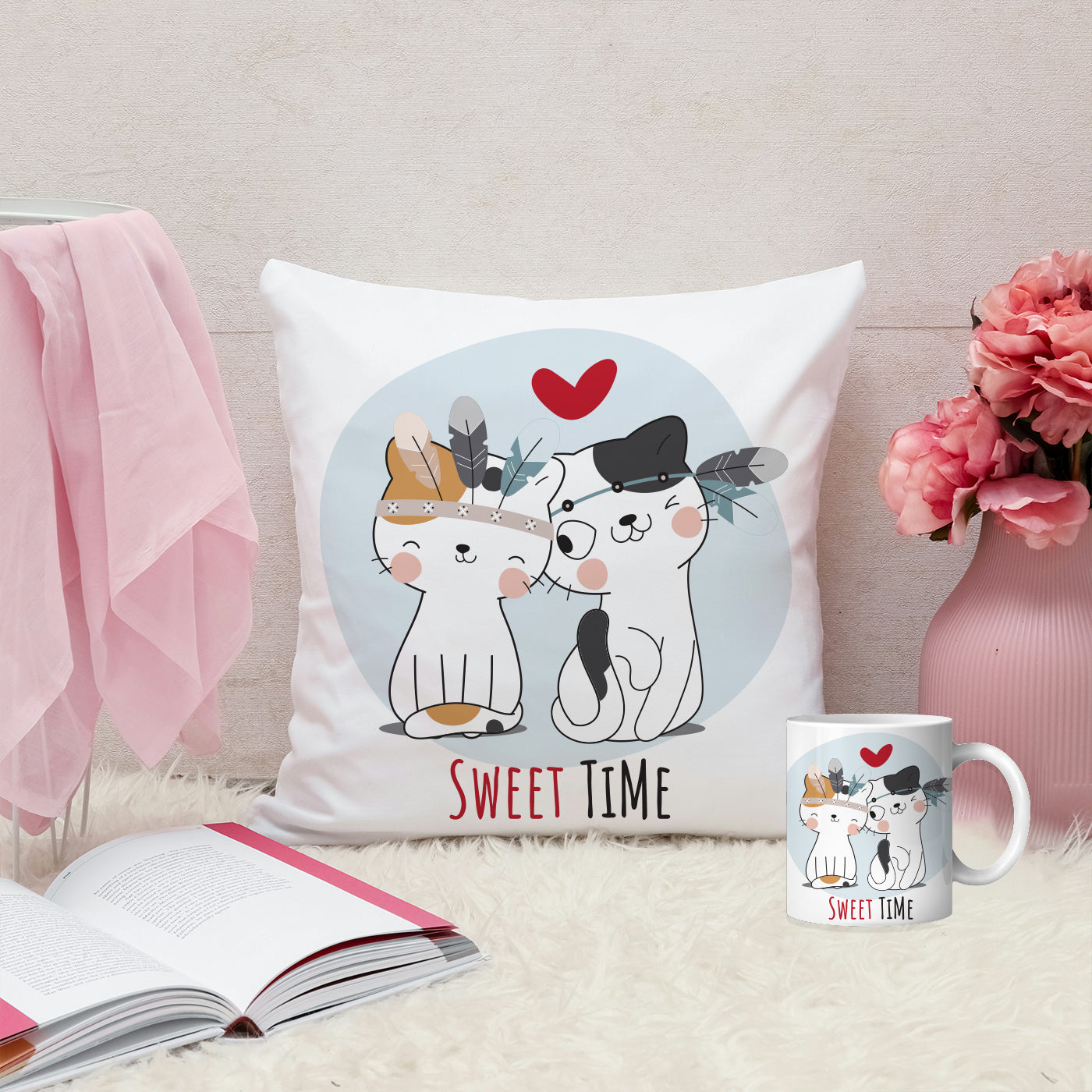 Set of 2 Printed Cushion And Mug Special Unique Birthday, Wedding, Anniversary Gifts