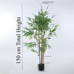 Artificial Green Bamboo Plant for Home Decor/Office Decor/Gifting | Natural Looking Indoor Plant (With Pot, 150 cm)