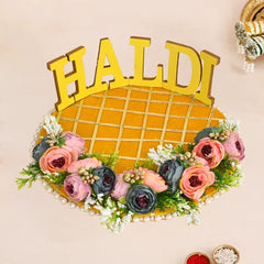 Floral Haldi Platter -Yellow