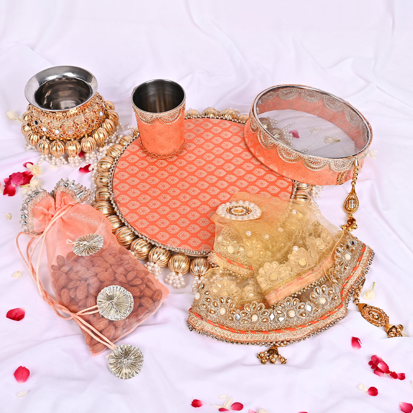 Karwa Chauth Special Thali Set  - Orange