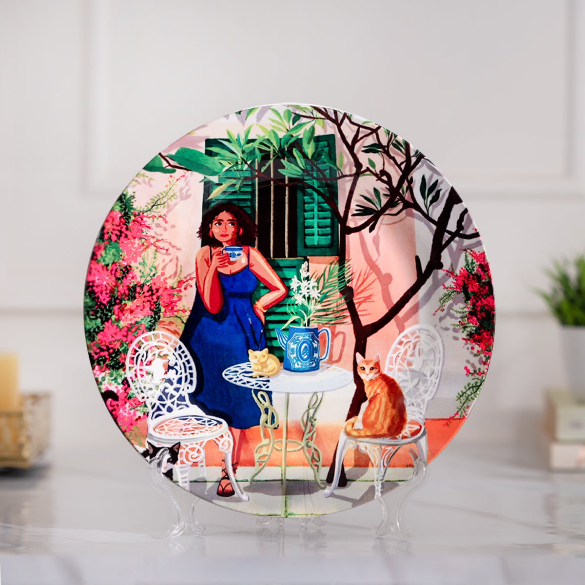 Graphic Glam Quirky Ceramic wall plates decor hanging / tabletop