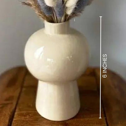 Mushroom vase with summer bunny tails bunch