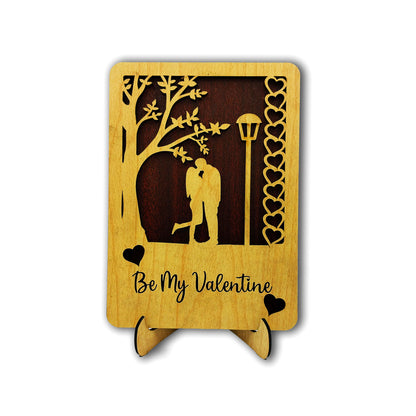 Be My Valentine Couple Wooden Showpiece