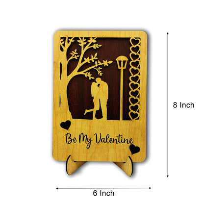 Be My Valentine Couple Wooden Showpiece