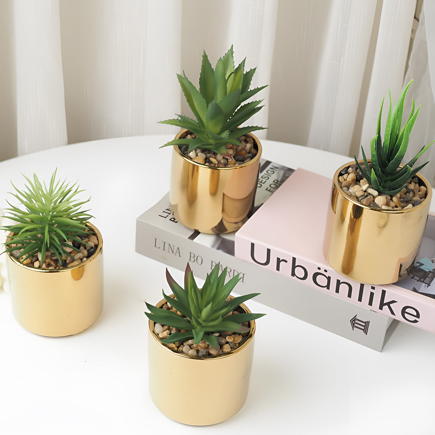 Succulent Plant with Pot for Indoor and Outdoor | Plants Flowerpot Succulent Pots | Planter for Office, Balcony and Home Decoration Items ( 9.5 x 9.5 x 16cm)