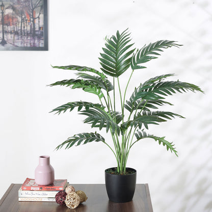 Artificial Areca Palm Plant for Home Decor/Office Decor/Gifting | Natural Looking Indoor Plant (With Pot, 24 Leaves, 80 cm)