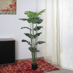 Beautiful Artificial PVC Silk Monstera Plant with Big Leaves and for Home and Office Décor (With Pot, 150 cm Tall)