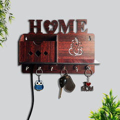 Lovely home wooden key holder | with 6 hooks | for mobile, cards & keys | wall hangings | wall decor