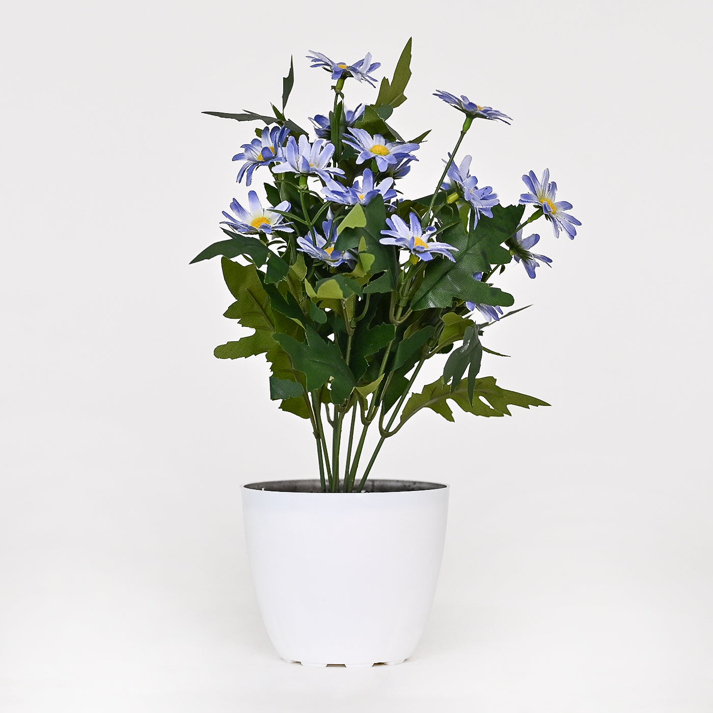 Set of 1 Artificial Plant & Flower Bush in Pot (Blue)