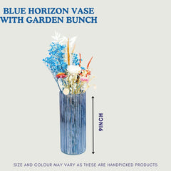 Blue Horizon Vase with Garden Bunch