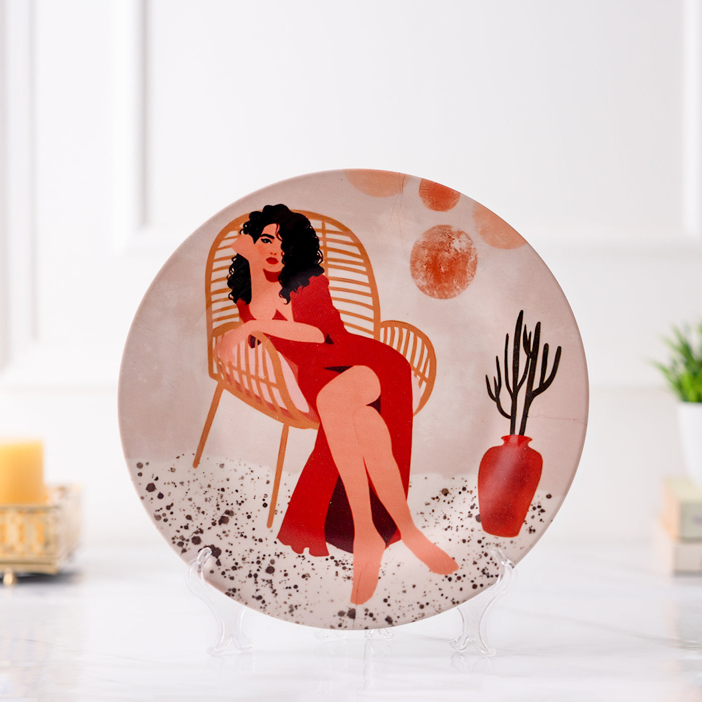 Graphic Glam Ceramic wall plates decor hanging / tabletop