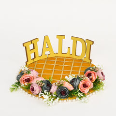 Floral Haldi Platter -Yellow