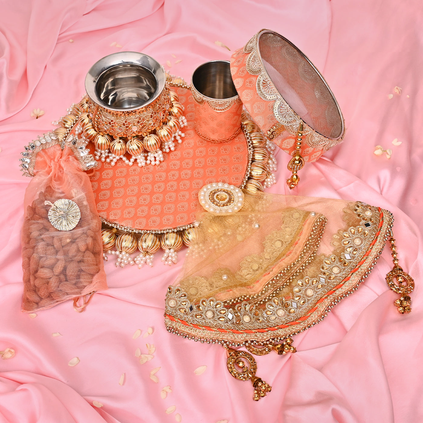 Karwa Chauth Special Thali Set  - Orange