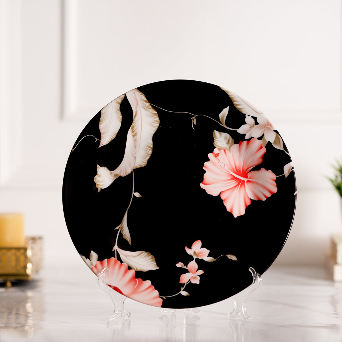 Renaissance Floral Ceramic wall plates decor hanging / tabletop