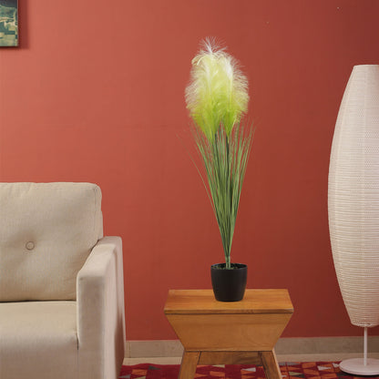 Beautiful Artificial Onion Grass Fake Sprays Basic Black Pot for Interior Decor/Home Decor/Office Decor (90 cm Tall, Green)