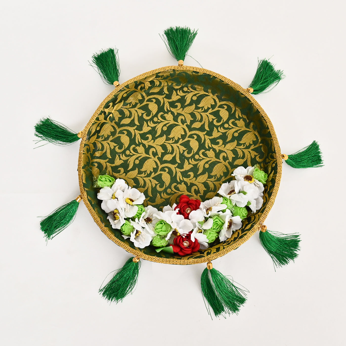 Floral Mehndi Platter- Green