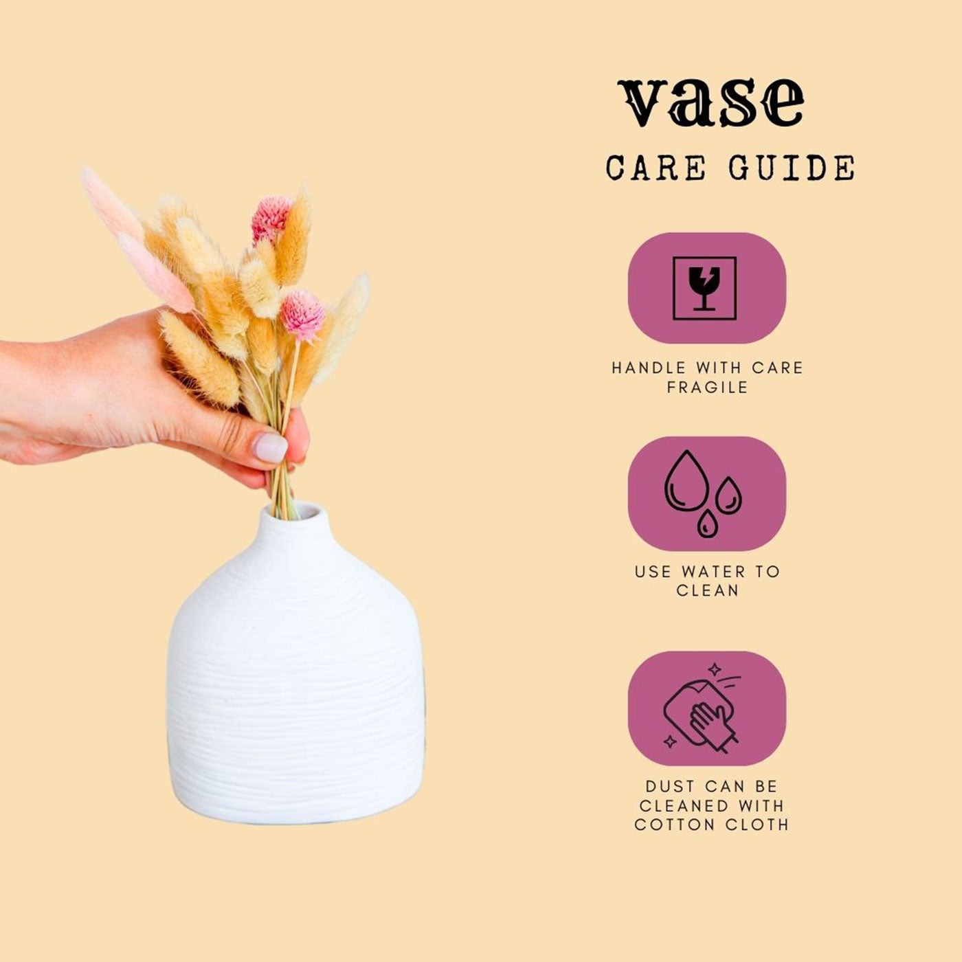 Ceramic Ronda Lined Vase in Matte-White