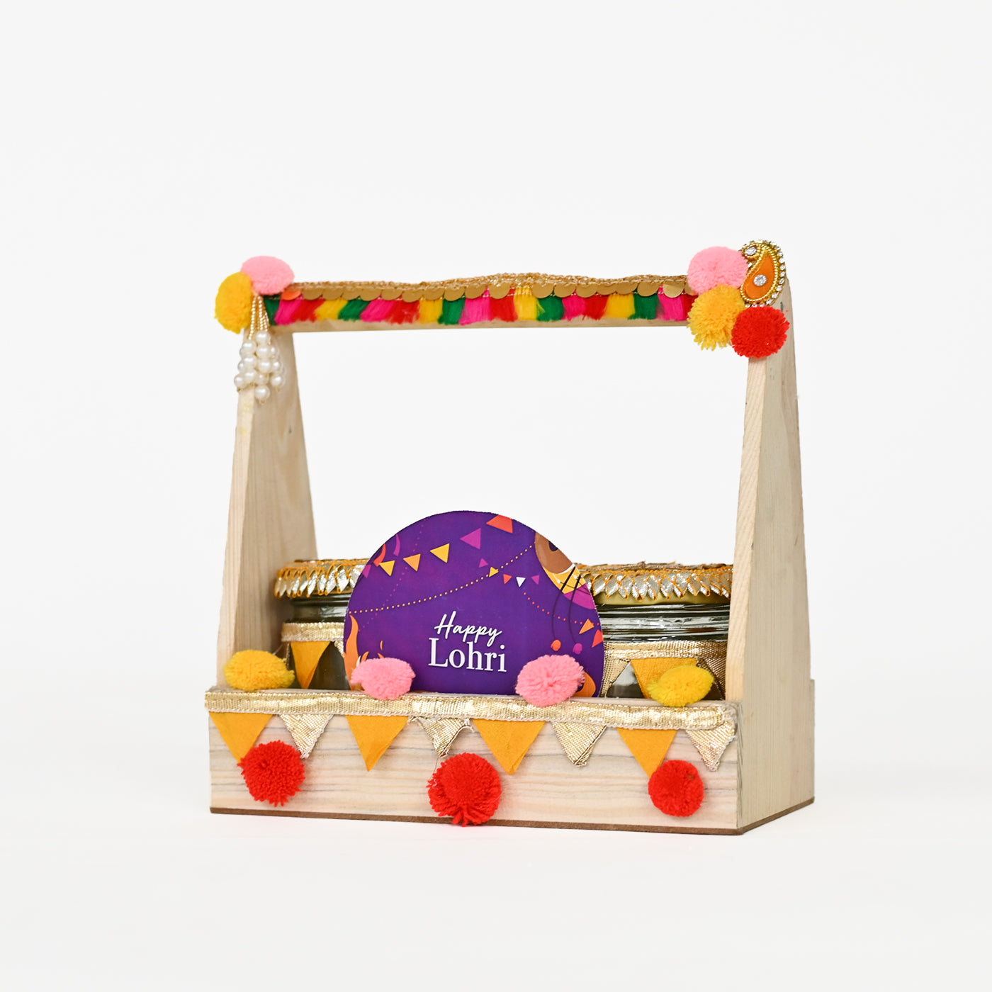 Happy Lohri Wooden Basket Gift Hamper