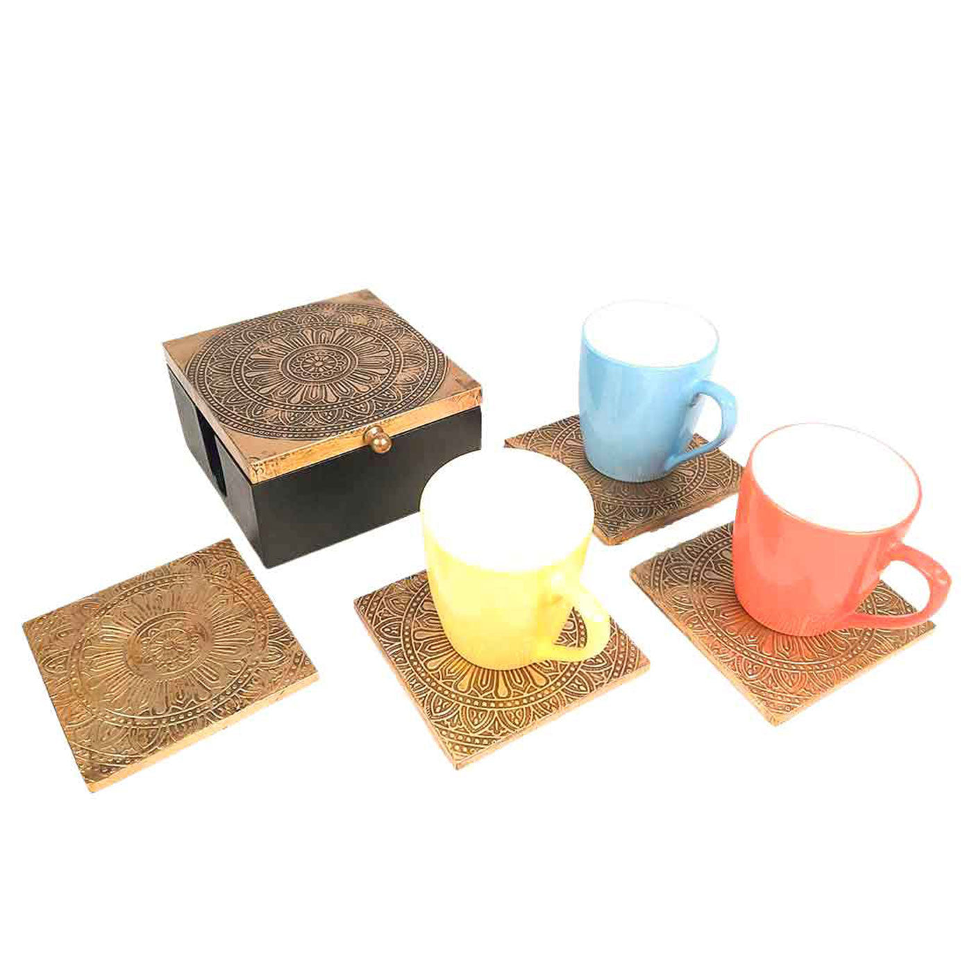 Tea Coasters Brass Coffee Coaster Set With Box