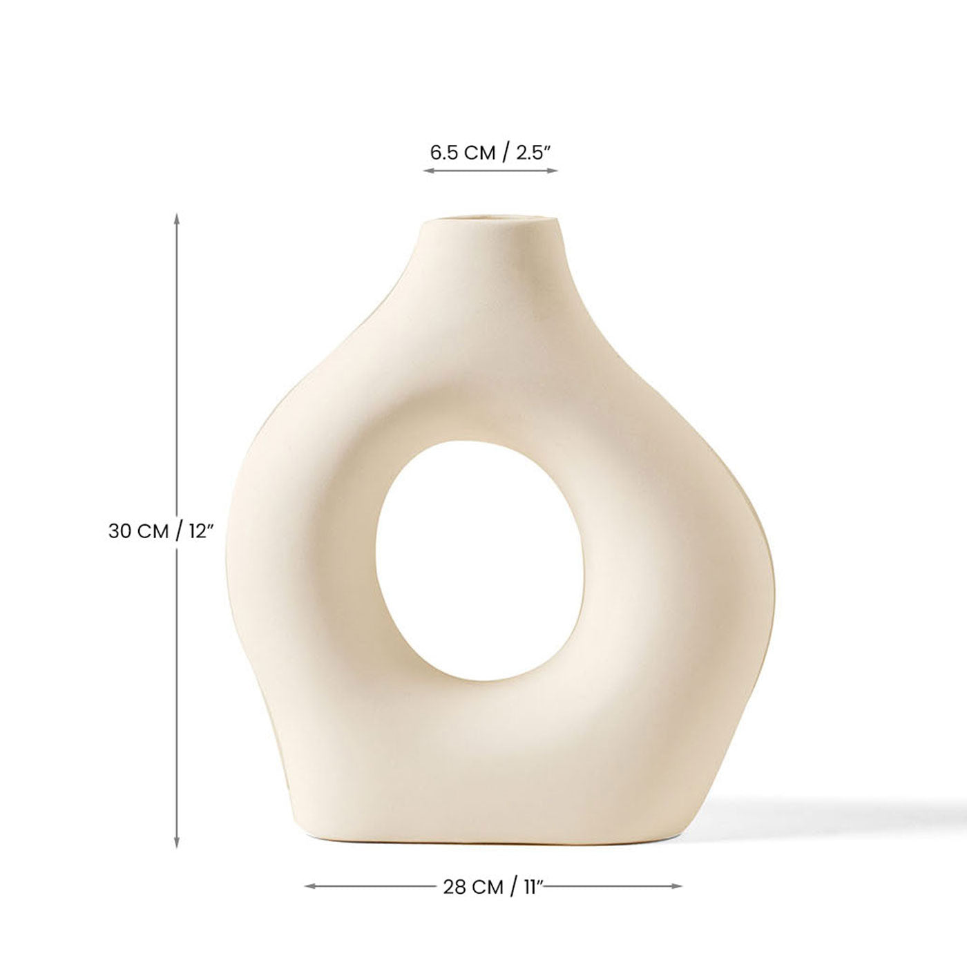 Nordic Donut Vase White 12 inch