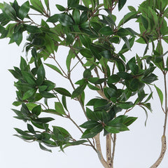 Artificial Cherry Laurel Plant in a Black Pot for Interior Decor/Home Decor/Office Decor (125 cm Tall, Green)