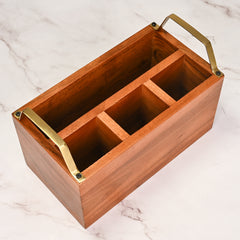 Rectangular Wooden Caddy for Dine Ware | Kitchen Ware | DecorTwist